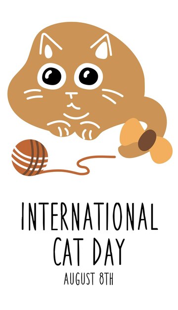 Día Internacional del Gato el 8 de agosto Gato carismático abstracto y gracioso miente y juega con una pelota