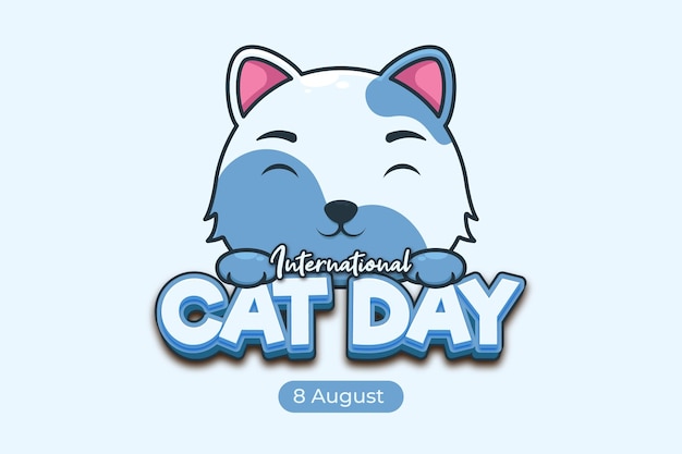 Día internacional del gato con efecto de texto editable.