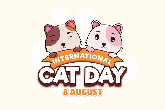 Día internacional del gato con efecto de texto editable.