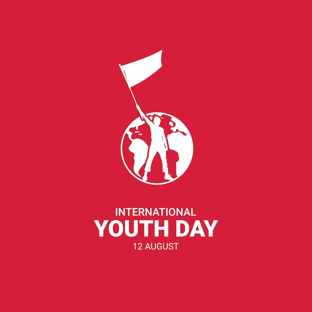 Día internacional de la juventud hombre y bandera vector gratis