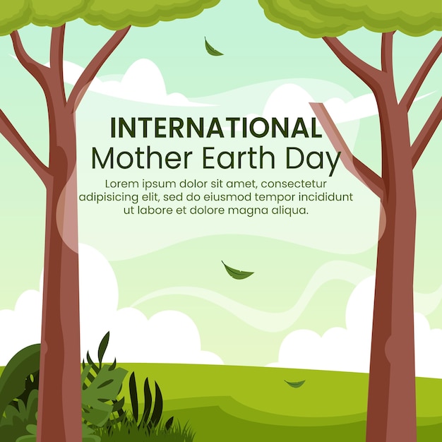 Día Internacional de la Madre Tierra con árboles y hierba verde