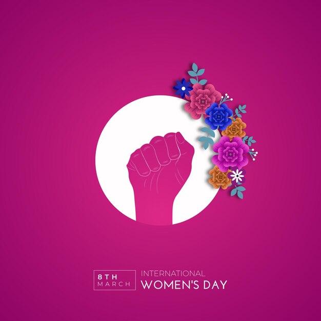 Día internacional de la mujer 8 de marzo publicación en redes sociales