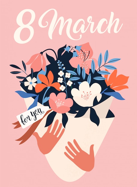 Vector día internacional de la mujer. 8 de marzo.