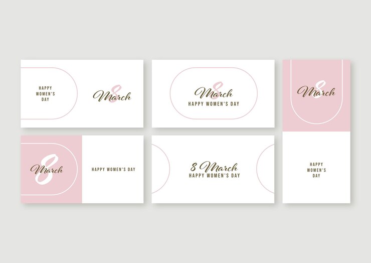 Vector día internacional de la mujer. un conjunto de tarjetas de felicitación con hermosas mujeres.