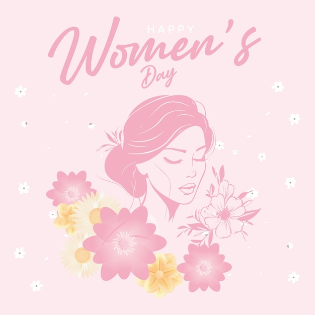 Día Internacional de la Mujer Fondo de papel estilo estilo dibujado a mano ilustración diseño plano 8 de marzo