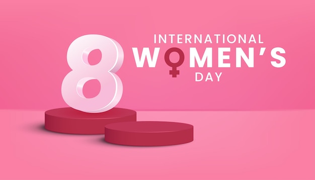 Día Internacional de la Mujer con podio 3d de escenario.