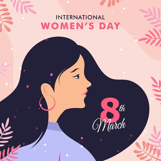 Día internacional de la mujer simple con marco floral abstracto.