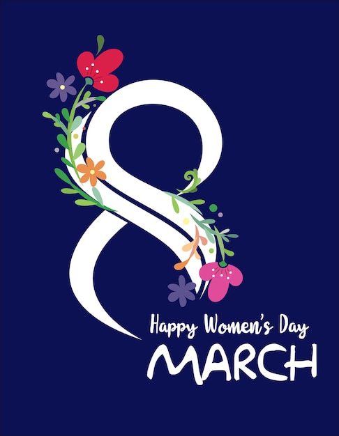 Día Internacional de la Mujer. Volante para el 8 de marzo con decoración de flores.