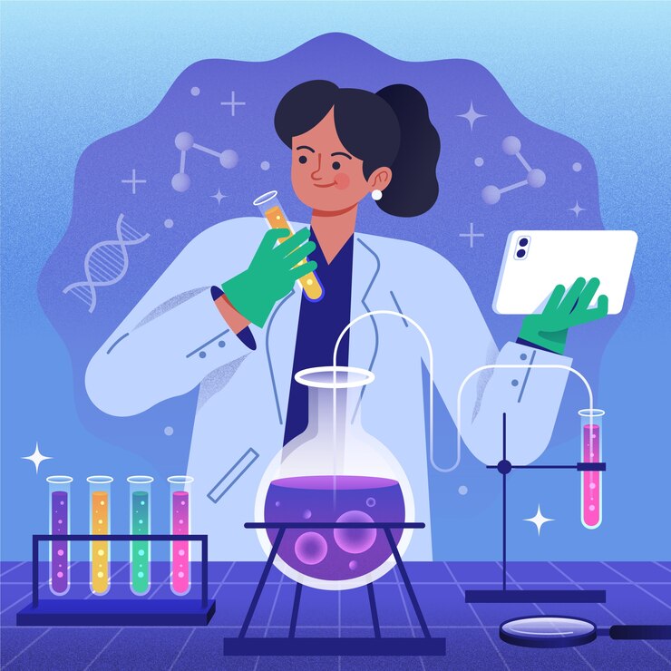 Vector día internacional de las mujeres y las niñas en la ilustración científica