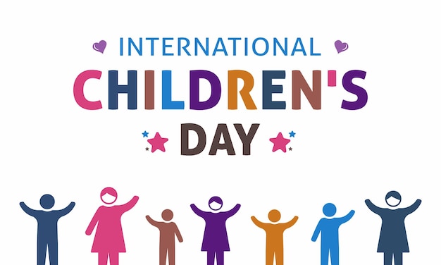 Día internacional del niño Ilustración vectorial del cartel de fondo del día del niño feliz con ilustración vectorial de niños felices