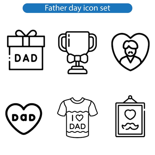 El día internacional de los padres es un conjunto de iconos de arte vectorial con ilustración en fondo blanco.