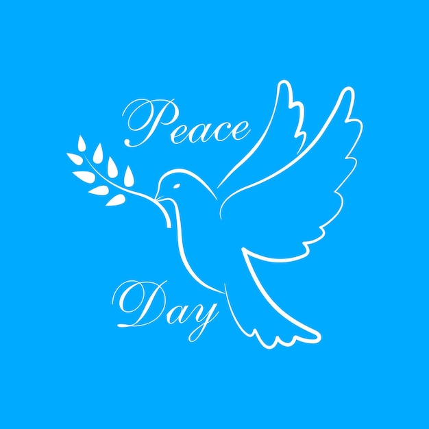 Día internacional de la paz con paloma. símbolo de la paloma de la paz. paloma con rama de olivo.