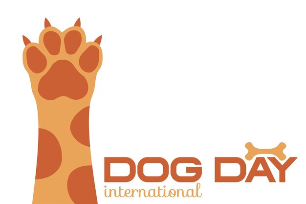 Día Internacional del Perro Pata de perro Pata de mascota linda con pelaje de colores