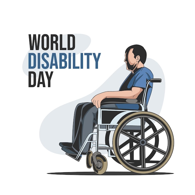 Vector día internacional de las personas con discapacidad hombres en silla de ruedas