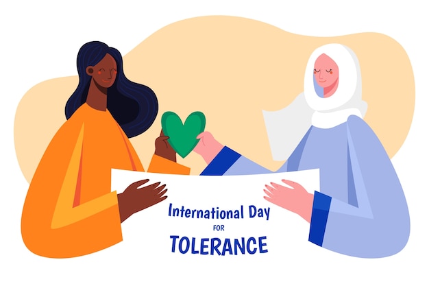 Vector día internacional plano para la ilustración de la tolerancia.