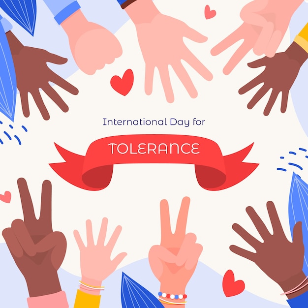 Vector día internacional plano para la ilustración de la tolerancia.