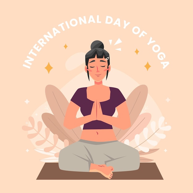 Día internacional plano orgánico de la ilustración del yoga.