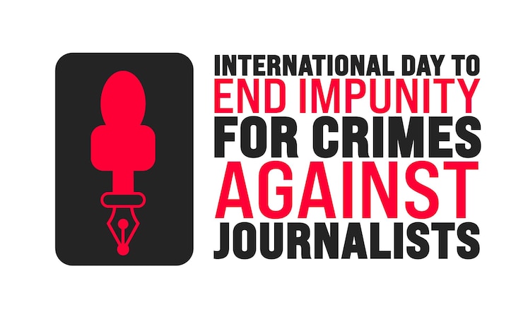 Vector día internacional para poner fin a la impunidad por los crímenes contra los periodistas diseño de fondo o pancarta