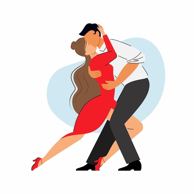 Vector día internacional del tango hombre y mujer bailan juntos