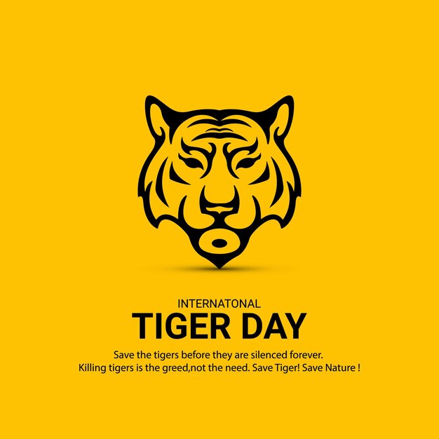 Día Internacional del Tigre, diseño plano aislado.