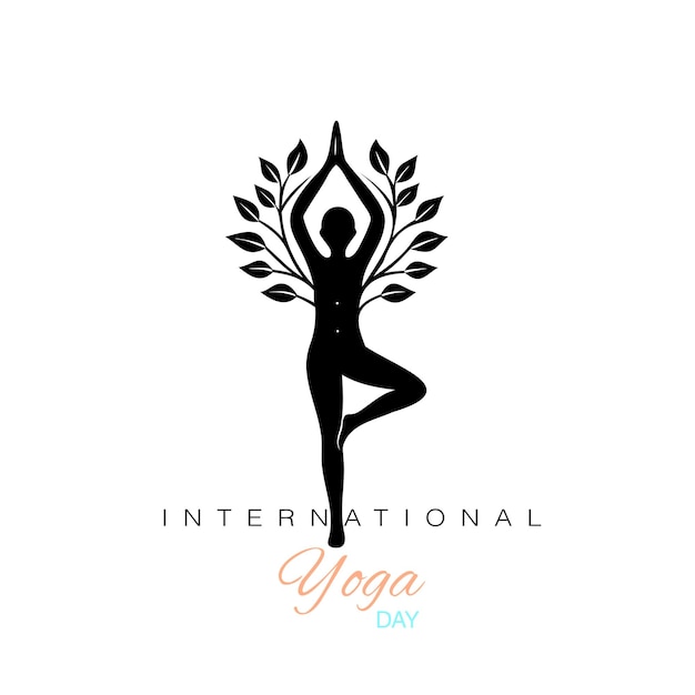 Día Internacional del Yoga Una persona en postura de árbol con un elemento natural