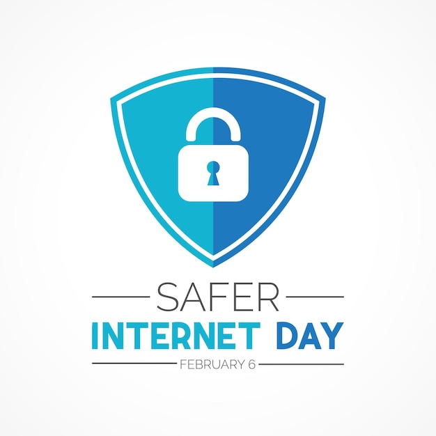 Día de Internet Más Seguro 6 de febrero Modelo de vector de concienciación en línea y cibernética para la tarjeta de banner po