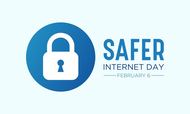 Día de Internet Más Seguro 6 de febrero Modelo de vector de concienciación en línea y cibernética para la tarjeta de banner po