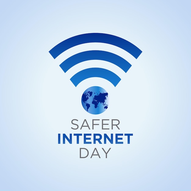 Día de Internet Más Seguro 6 de febrero Modelo de vector de concienciación en línea y cibernética para la tarjeta de banner po