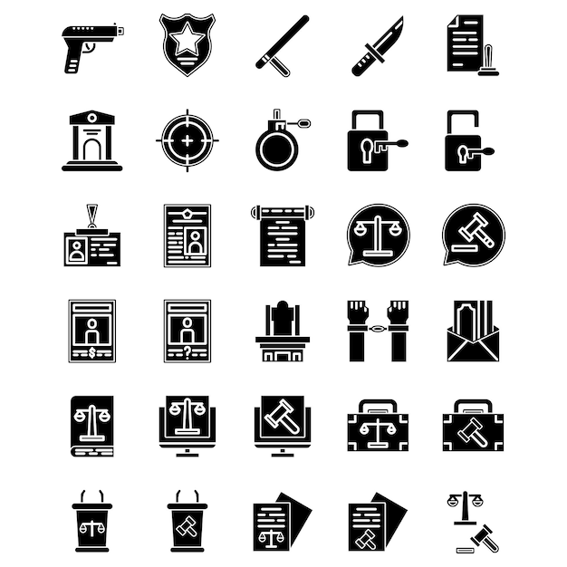 Día de la Justicia en el icono de estilo glifo
