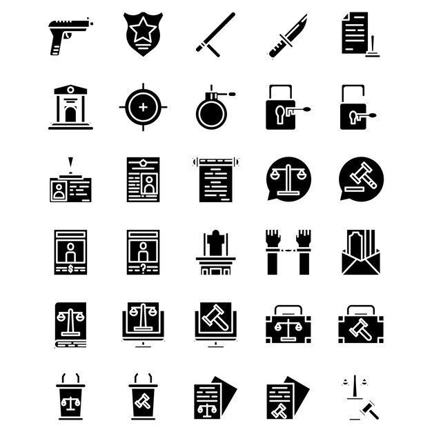 Día de la Justicia en el icono de estilo sólido