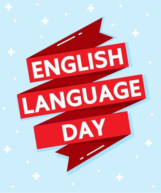 Día de la lengua inglesa en diseño vectorial cinta roja