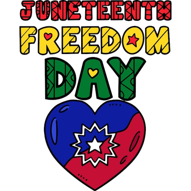 El día de la libertad de Juneteenth Cartoon Clipart en color