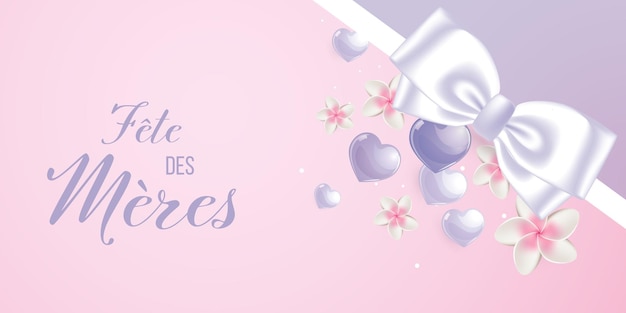 Día de la madre francesa corazones rosa y oro banner diseño de amor moderno