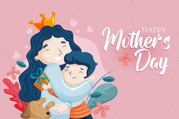 Vector día de la madre-madre e hijo