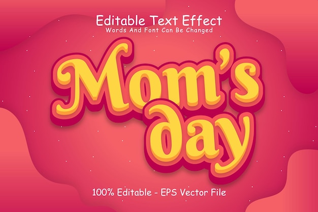 Día de las madres Efecto de texto editable Relieve en 3 dimensiones Estilo moderno