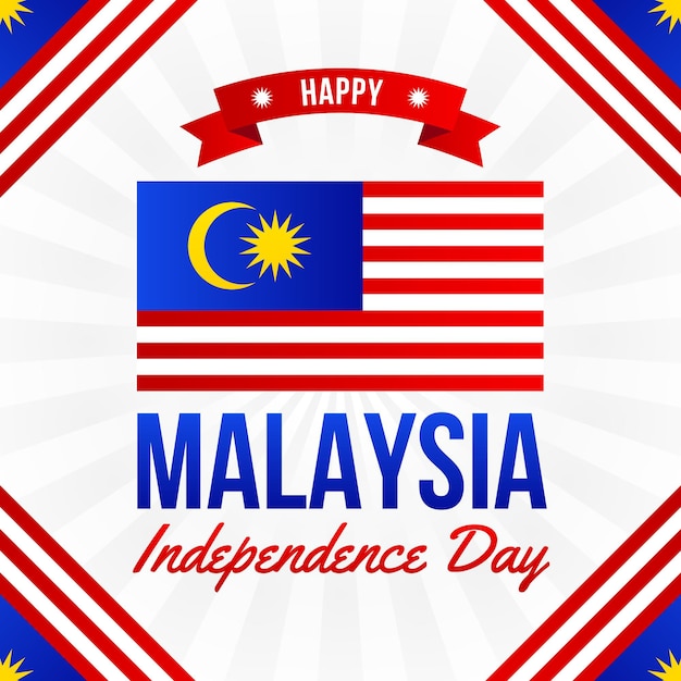 Día de malasia con bandera