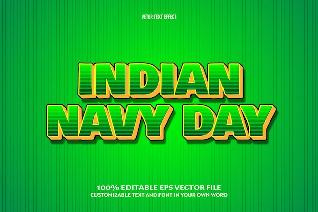Día de la marina india efecto de texto editable estilo cómic en relieve 3d
