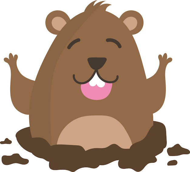 Día de la marmota o Marmota monax Ilustración de animales aislados en fondo blanco