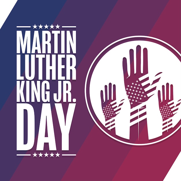 Día de Martin Luther King Jr. MLK. concepto de vacaciones. Plantilla para fondo, pancarta, tarjeta, póster con inscripción de texto. Ilustración vectorial EPS10.