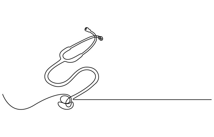 Vector día de los médicos dibujo artístico continuo de una línea del estetoscopio ilustración artística vectorial