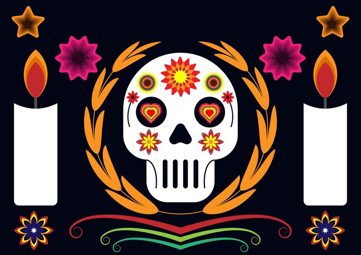Dia de los moertos Plantilla para cartel de tarjeta de banner de fondo con inscripción de texto