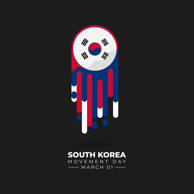 Día del movimiento de independencia de Corea del Sur con diseño de bandera surcoreana voladora