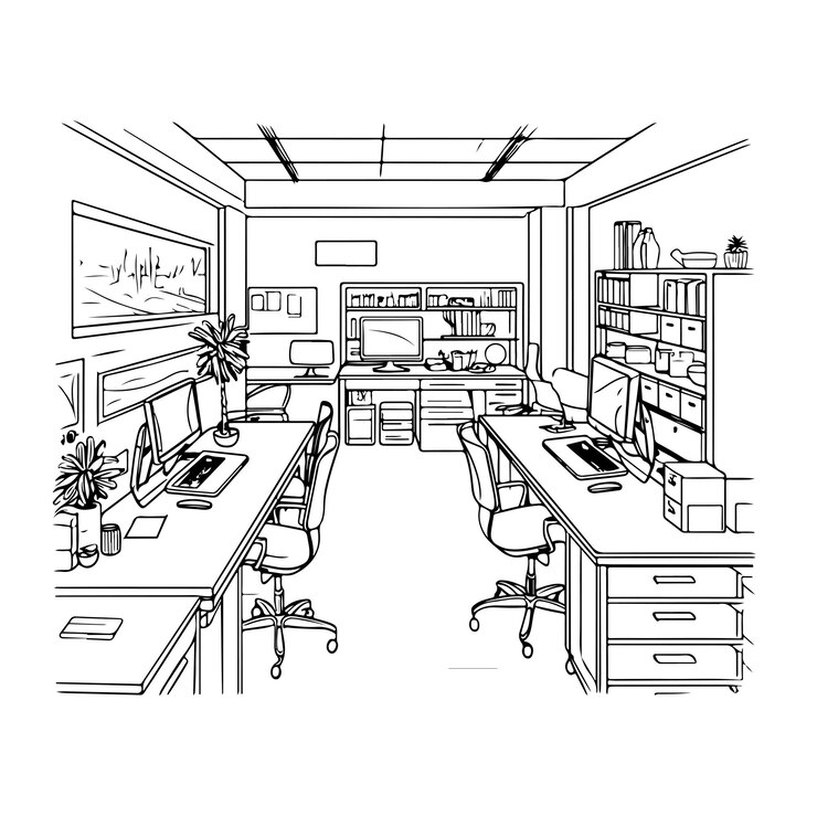 Vector día de muebles de dibujo lineal de página