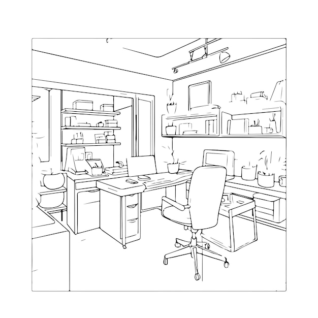 día de muebles de dibujo lineal de página