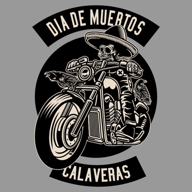 Vector dia de muertos biker