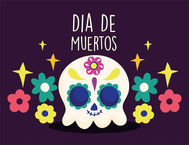 Día de muertos, catrina flores decoración floral tradicional celebración mexicana