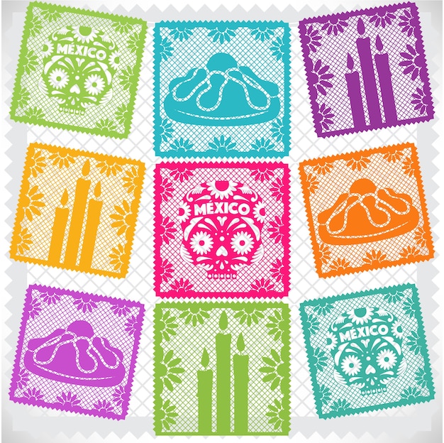 Día de los muertos - Composición de papel recortado