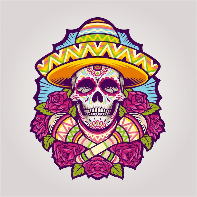 Vector dia de los muertos cráneo