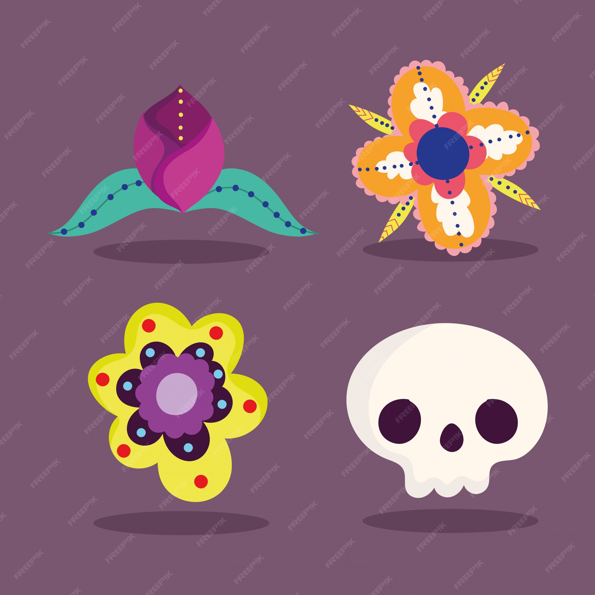 Día de los muertos, decoración de flores catrina celebración tradicional íconos mexicanos | Vector Premium Día de los muertos, decoración de flores catrina celebración tradicional íconos mexicanos | Vector Premium