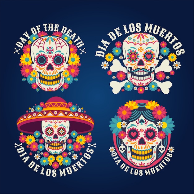 Vector dia de los muertos desfile conjunto